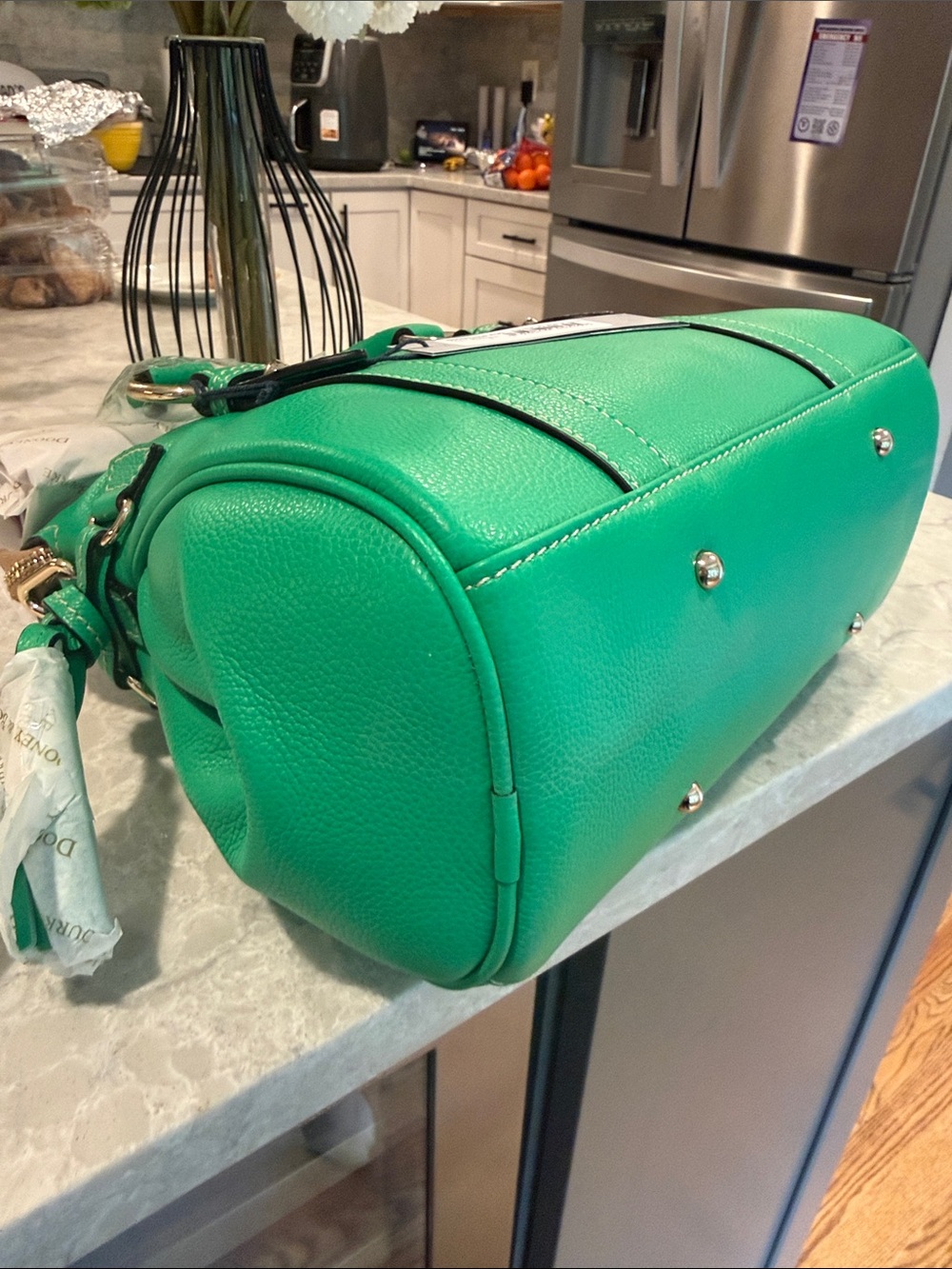 Dooney and Bourke kelly GreenSorrento satchel 30 with pocket - Picture 5 of 9